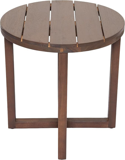 Christopher Knight Home Jara Outdoor Round Side Table, Slat Panel Small Coffee Table, Acacia Wood Side Desk for Backyard Balcony Garden, Weather Resistant Patio End Table, Dark Oak