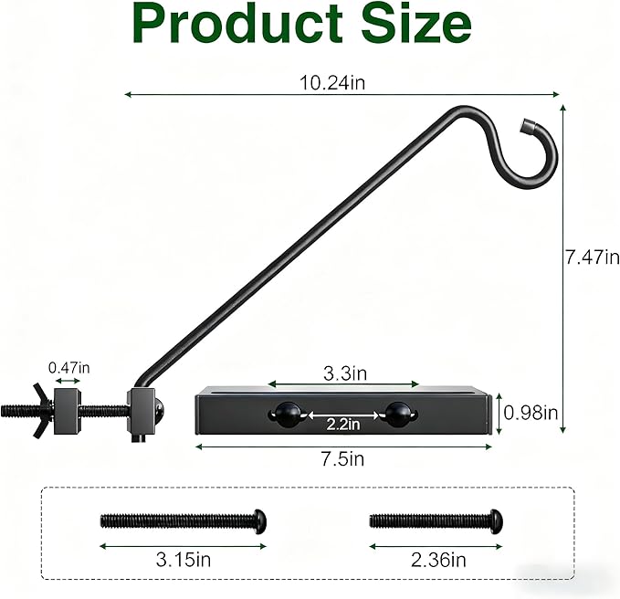 12-Inch 2 Pack Deck Bird Feeder Hanger for Railing, Outdoor Decor Plant Hanger, Balcony Railing Hook - 22LB Capacity - for Hanging Plants, Bird Feeders, Lanterns, Wind Chimes