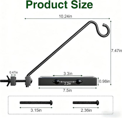 12-Inch 2 Pack Deck Bird Feeder Hanger for Railing, Outdoor Decor Plant Hanger, Balcony Railing Hook - 22LB Capacity - for Hanging Plants, Bird Feeders, Lanterns, Wind Chimes