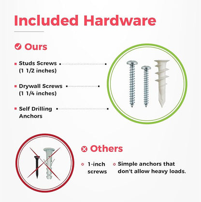 TIDYME Garage Tool Organizer Wall Mount - 32 inches - Sturdy Storage Rack with Adjustable Hooks, Anti-Rust - Easy Installation, 200lbs Capacity - Garden Tool Organizer (02 Racks & 04 Hooks)