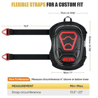 TICONN Gel Knee Pads for Work, Professional Heavy Duty Work Knee Pads for Men with Soft Foam and Gel Cushion for Men Construction, Garden, Flooring (Black/Red)