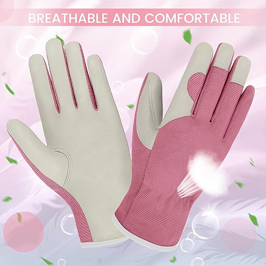 Gardening Gloves, Garden Gloves for Women and Men, Thorn Proof Working Gloves, Durable Leather Work Garden Gloves for Yard & Outdoor Work, Purple, S