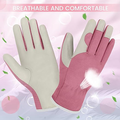 Gardening Gloves, Garden Gloves for Women and Men, Thorn Proof Working Gloves, Durable Leather Work Garden Gloves for Yard & Outdoor Work, Purple, L