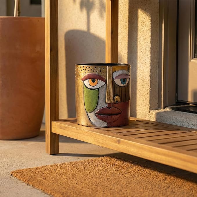 Colorful Face Planters Pots Head with Drainage Resin Large Decorative Plant Pots, Unique Planters for Indoor Plants and Outdoor Patio Flower Pot Funny Garden Succulents Pot