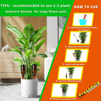 TKSCUSR Plant Self-Watering Stakes-15 Pack Terracotta Automatic Plant Waterer Devices Auto-Water Irrigation System for Indoor/Outdoor Plants