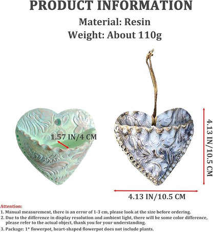 Retro Heart Shaped Plant Pots, Indoor Vertical Wall Hanging Garden Small Plant Pots Succulent Planter Hanging Plant Holder for Window Decorations for Living Room Office (Silver)