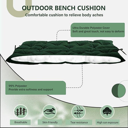 2/3 Seater Swing Replacement Cushion, Waterproof Porch Swing Cushions with Backrest, Thickened Bench Cushions for Outdoor Furniture, for Outdoor Patio Swing (Dark Green, 71 * 40in)