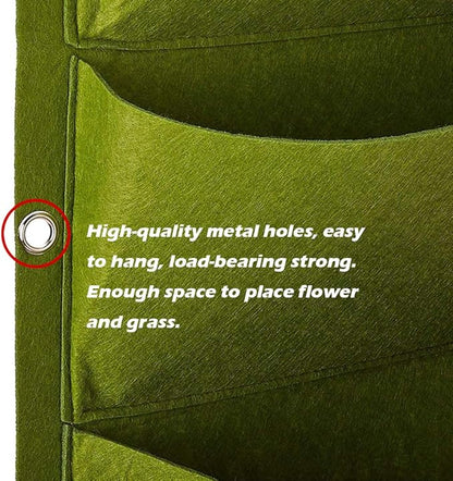 Hanging Planting Grow Bags, 64 Pockets Hanging Vertical Wall Planter Wall Mounted Grow Bag Outdoor Indoor Gardening Vertical Greening Flower Container, Planting Bags Storage Bags(1.0 m × 1.0 m, Green)