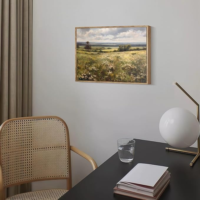 Vintage Canvas Wall Art Hills Wall Decor Landscape Countryside Wilderness Painting Rustic Picture Modern Farmhouse Print Nature Scenery Prints Living Room Bedroom Bathroom 12x16 Inch Framed