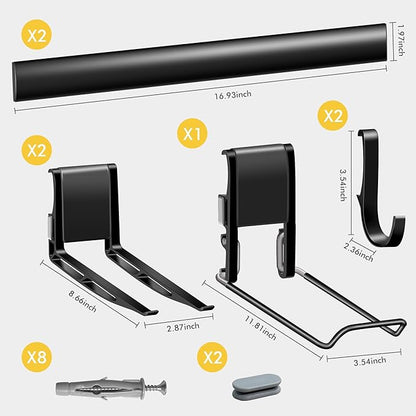Mimoke Garage Wall Organizer with Steel Rails and Aluminum Hooks Heavy Duty 300 lbs Capacity for Garden Tools Storage