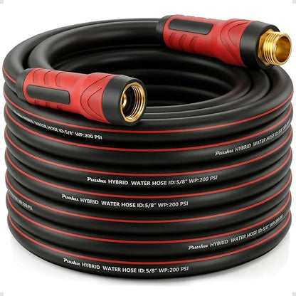 Garden Hose 50 ft x 5/8", NON-EXPANDABLE Heavy Duty Premium Flexible Water Hose, No Kink, Leakproof, Lightweight Hybrid Hose with Male to Female Fittings for Household&Backyard