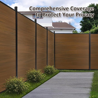 6'' x 6'' Outdoor Privacy Fence, Wind Resistant, Wood Plastic Composite Fence Panel with 1 Post, Fencing for Yard, Backyard, Garden and Pool