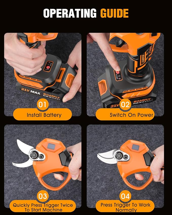 Electric Cordless Pruning Shears, 1.5-2.05 inches Cutting Diameter, Electric Clippers for Gardening, Brushless Motor Tree Pruner with LCD Display and SK5 Blades, Tree Branch Cutter for Tree Trimming