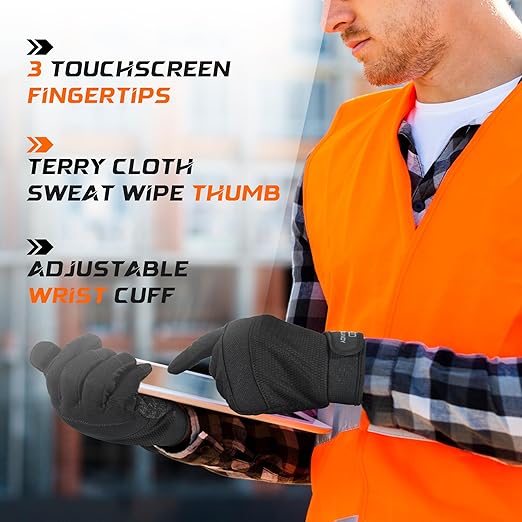 HANDLANDY Grip Work Gloves for Women Men, Safety Utility Yard Working Gloves, Flexible Touch Screen Mechanics Gloves (Black-Grip, Small (Pack of 3))