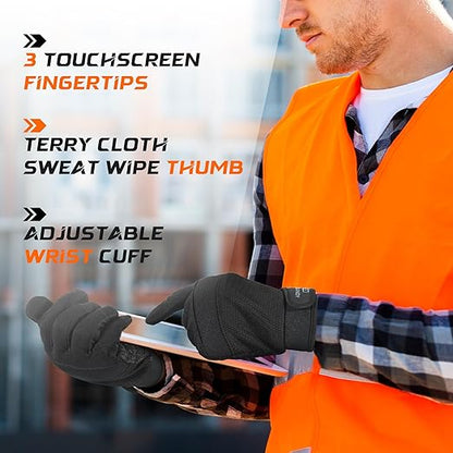 HANDLANDY Grip Work Gloves for Women Men, Safety Utility Yard Working Gloves, Flexible Touch Screen Mechanics Gloves (Black-Grip, Small (Pack of 3))