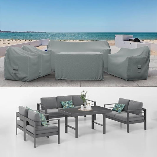 Covers & All Patio Furniture Cover, 5 Piece Outdoor Furniture Covers, Water-Repellent UV & Weather-Resistant Covers for Sofa, Loveseat, Chairs & Coffee Table