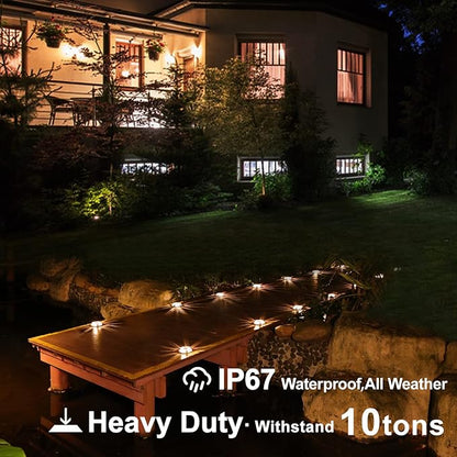 VOLISUN Solar Deck & Driveway Lights, 12 Pack 2-in-1 Color (White/Warm White), Waterproof, Pathway Markers