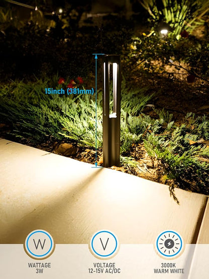 LEONLITE All-in-ONE LED Landscape Lighting Kit, 8-Pack Low Voltage Pathway Lights, 60W Transformer, 100FT 16/2 AWG Wire and Connectors, 12V Outdoor Landscape Path Lights, IP65 Waterproof, 3000K