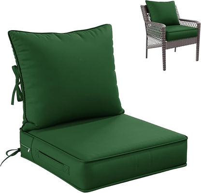 Premium Outdoor Seat Cushion Chair Cushions for Patio Furniture 19 L X 19 W X 4 H Waterproof & Fade Resistant Deep Seat and Backrest Cushion Set with Removable Covers for Chair, Sofa