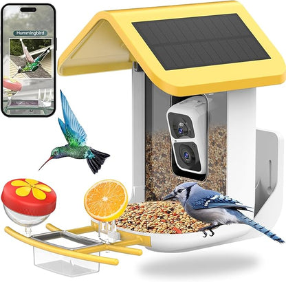 Bird Feeder with Camera Solar Powered: Smart Camera Bird Feeder 2K Live Feed Cam for Outdoor Backyard - Ai Identify Auto Capture Videos, Unique Outdoor Gifts for Mom Dad Birdlover