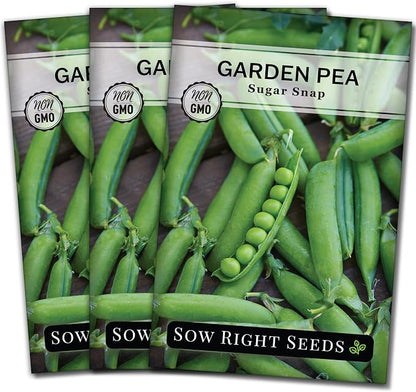 Sow Right Seeds - Sugar Snap Pea Seeds for Planting - Non-GMO Heirloom Packet with Instructions to Plant a Home Vegetable Garden - Grow Tons of Delicious Pods - Cool Season Crop, Super Productive (3)