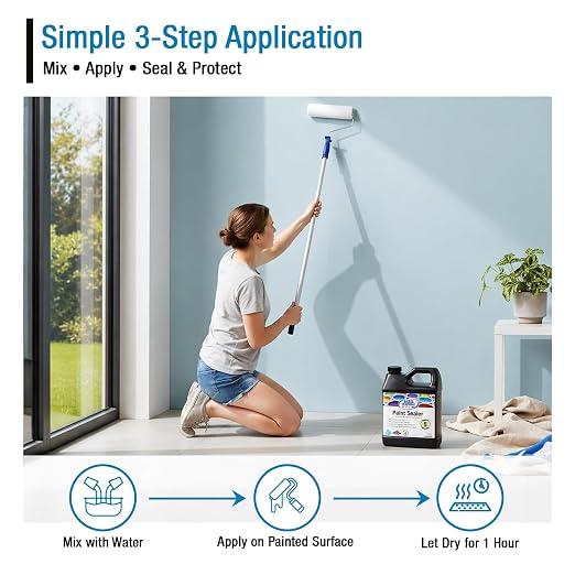 RainGuardPro Acrylic Paint Sealer 5 Gallons | Indoor Outdoor Protection | Water-Based, VOC-Free | Shields Surfaces from Water, UV, Weather | Easy Application | Semi-Satin Finish
