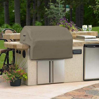 Covers & all Built-in Outdoor Grill Cover, Durable 12 Oz Waterproof Cover Max Material with Air Pocket & Elastic for Snug Fit (48" W x 27" D x 26" H Inches, Beige)