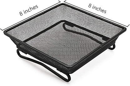 Ground Bird Feeder Tray 8 inches Square Platform Metal Mesh Seed Holder Outdoor Garden Decoration for Attracting Wild Birds
