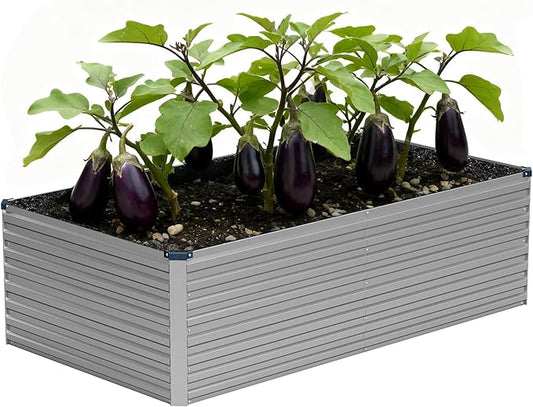 Vengarus 6x3x2FT Galvanized Raised Garden Bed Kit, Deep Root Planter Box Outdoor Large Planter Raised Beds for Planting Flowers,Vegetables and Herbs-Silver