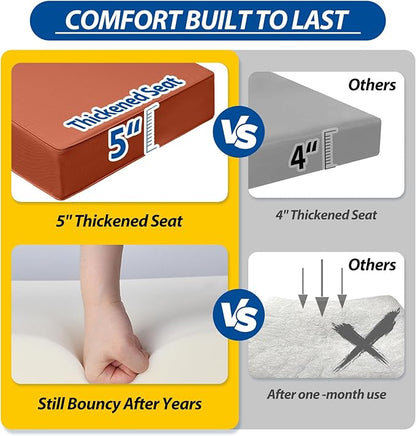 AAAAAcessories Outdoor Seat Cushions for Chairs, Fade-Resistant, Waterproof Patio Furniture Replacement Cushions, 24" x 24" x 5" + 24" x 19", Rust