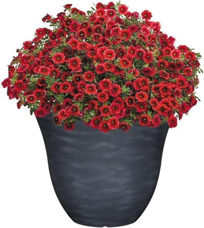 Classic Home and Garden Indoor/Outdoor Round Honeysuckle Resin Flower Pot Planter, Zinc Grey, 15" (Pack of 3)