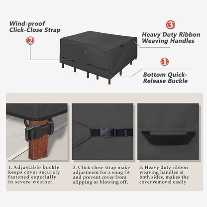 Porch Shield Patio Table Cover - Waterproof Outdoor Dining Table and Chairs Furniture Set Cover Square - 76 x 76 inch, Black