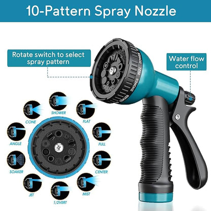 150 ft Expandable Garden Hose, 2026 New Retractable Water Hoses 150ft with 10 Function Spray Nozzle, Solid Brass Fittings, Extra Strength Fabric, Flexible Expanding Latex Core, Lightweight & No Kink