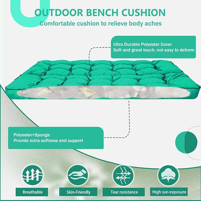 2/3 Seater Swing Replacement Cushion, Waterproof Porch Swing Cushions with Backrest, Thickened Bench Cushions for Outdoor Furniture, for Outdoor Patio Swing (Lake Blue, 55 * 40in)