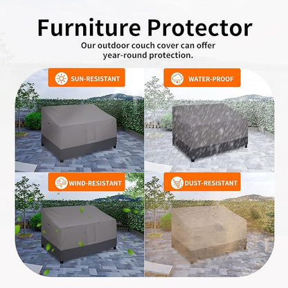 Easy-Going Waterproof Outdoor Loveseat Cover, Heavy Duty Deep 2-Seater Patio Couch, Windproof Furniture With Air Vent (76Wx40Dx33H inch, Gray/Dark Gray)