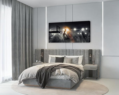 Muolunna BK06650 Basketball Sports Canvas Wall Art Picture 1 Panel Sports Painting Art Prints For Living Room Boys Room Office Wall Decor Artwork