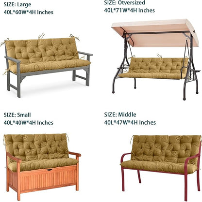 Swing Replacement Seat Cushions, 2-3 Seater Bench Cushions for Outdoor Furnitur with Backrest, Garden Recliner Seat Cushions Waterproof Sofa Pads (Yellow, 60x40in)