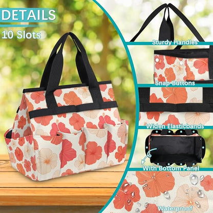 Garden Tote Bag with Pockets Flower Gardening Bags for Tools Organizer Heavy Duty Storage Bag with Handle for Lawn Yard Casual