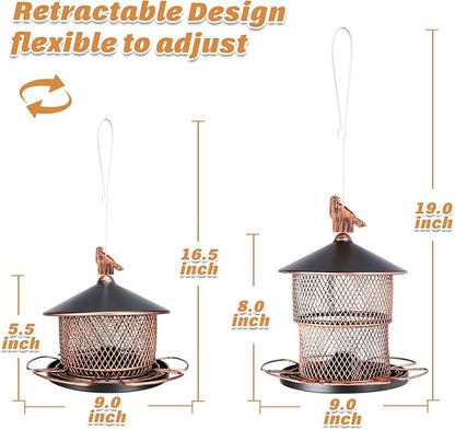 Yinns Bird Feeders for Outdoors Hanging, 4lb Large Seed Capacity Metal Birdfeeders, Wild Birds Cardinal Bird Feeder with 6 Perches