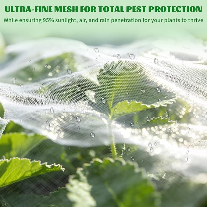 Garden Netting for Raised Beds, Fine Mesh Bird Netting Pest Barrier, 2 Pack Raised Bed Plant Covers for Garden Protection Against Animals & Insects for Vegetables, Fruits, Flowers (2, 4.3×2.6×1.8FT)