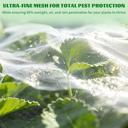 Garden Netting for Raised Beds, Fine Mesh Bird Netting Pest Barrier, 2 Pack Raised Bed Plant Covers for Garden Protection Against Animals & Insects for Vegetables, Fruits, Flowers (2, 4.3×2.6×1.8FT)