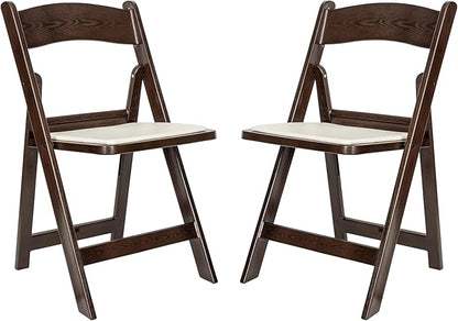 Flash Furniture Hercules Commercial Indoor/Outdoor Folding Event Chair, Wood Look, Weather-Resistant, Lightweight Design, Versatile Use, Set of 2, Dark Brown