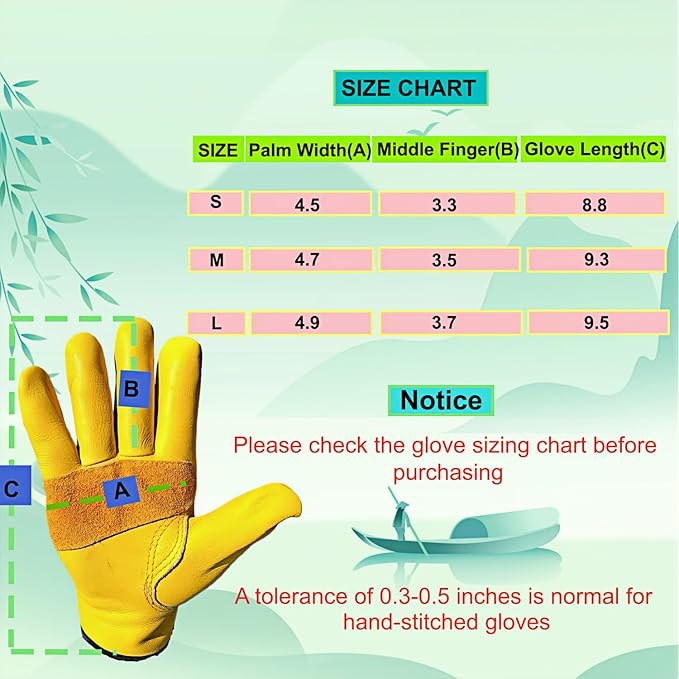 Womens/Mens Gardening Gloves for Rose and Cactus Handling,Cow Leather Garden Gloves Women/Men Thorn Proof