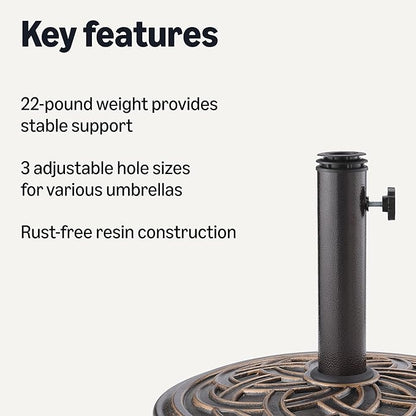 Amazon Basics Adjustable Patio Umbrella Stand, 1-Pack, Black