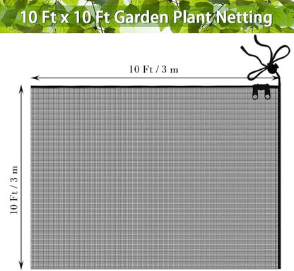 Fruit Tree Netting Covers with Zipper to Protect from Squirrels and Birds Large Netting for Fruit Trees Net Protection, Black, 10' x 10', 2 Pack