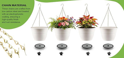 RooTrimmer Hanging Planters 11 Inch, 3 Pcs Flower Pots with Drainage Hole, Self Watering Hanging Basket for Indoor Outdoor Plants, Decor, White