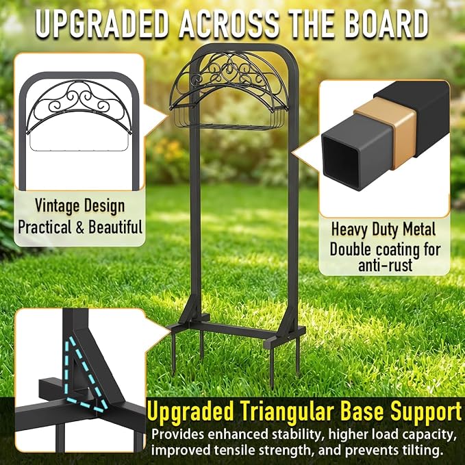 Garden Hose Holder Water Hose Reel Stand with Storage Basket Holds 160ft, Heavy Duty Freestanding Hose Stand with Triangular Base, Metal Hanger for Outside Yard Lawn, Black