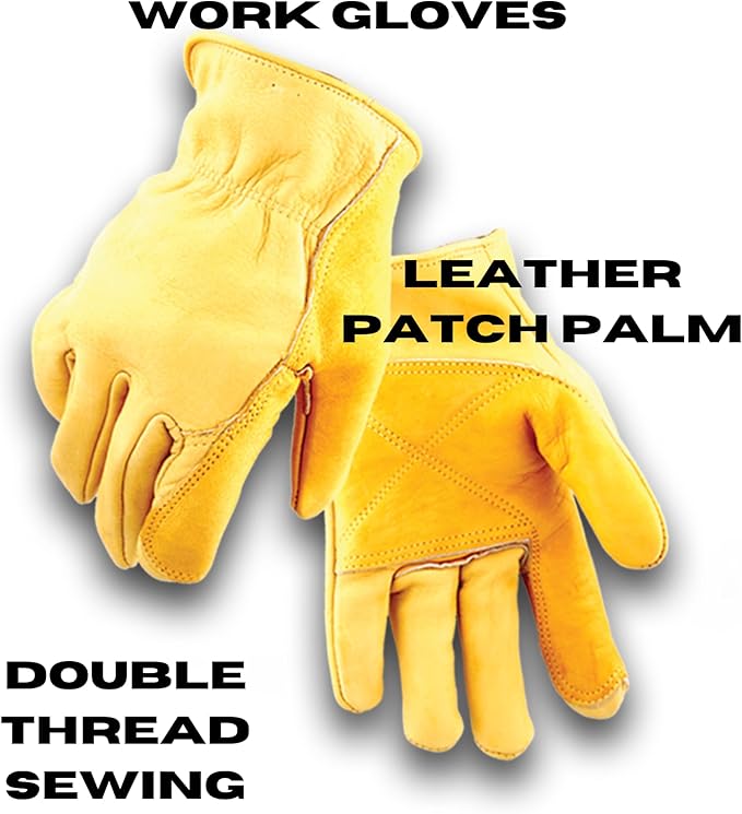 Iron Fencer Leather Work Glove- 207 X-Large Cowhide Leather Fencing Gloves for Men Heavy Duty Double Palm, Guantes de Trabajo, Ranch, 207XL