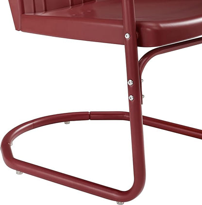 Crosley Furniture Tulip 2-Piece Outdoor Chair Set, Retro Metal Patio Chairs for Dining, Porch, Deck, Balcony, Dark Red Satin