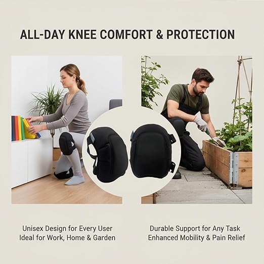 Work Knee Pads Made of Tear Resistant Oxford Cloth and Durable Rubber Waterproof and Breathable Suitable for Mechanical Repairs and Yard Work with Adjustable Straps